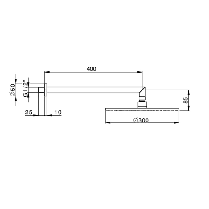 Cisal Shower Верхний душ Ø30см., с настенным держателем 40см., цвет: белый матовый