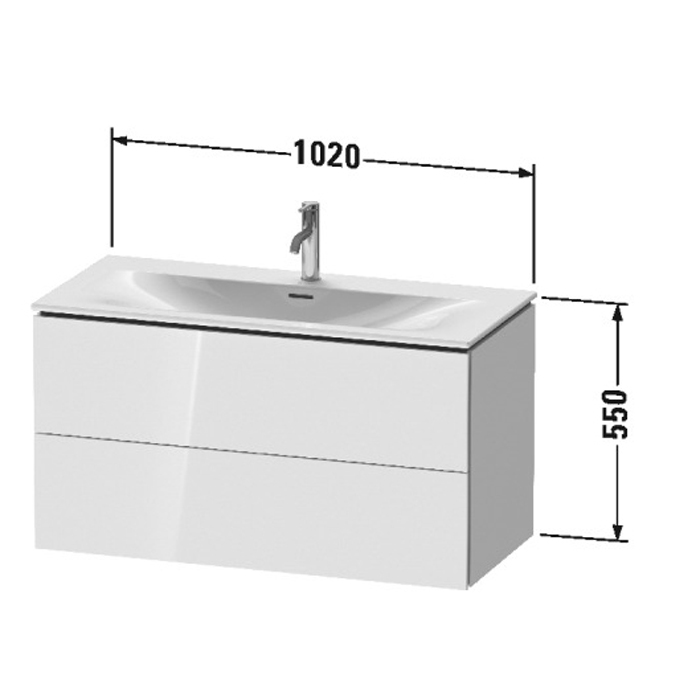 Duravit L-Cube База подвесная 102x48.1x55см с раковиной, 2 ящика, цвет: глянцевый белый