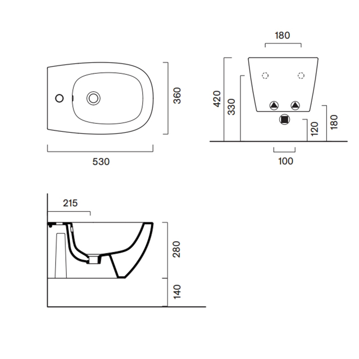 Catalano Alvea Биде подвесное 53x36см, с 1 отв. цвет: белый глянцевый