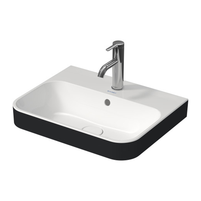 Duravit Happy D.2 Plus Раковина накладная, 50х40см., с 1 отв., выпуск с керамической крышкой, WonderGliss, цвет: Anthracite matt/белый