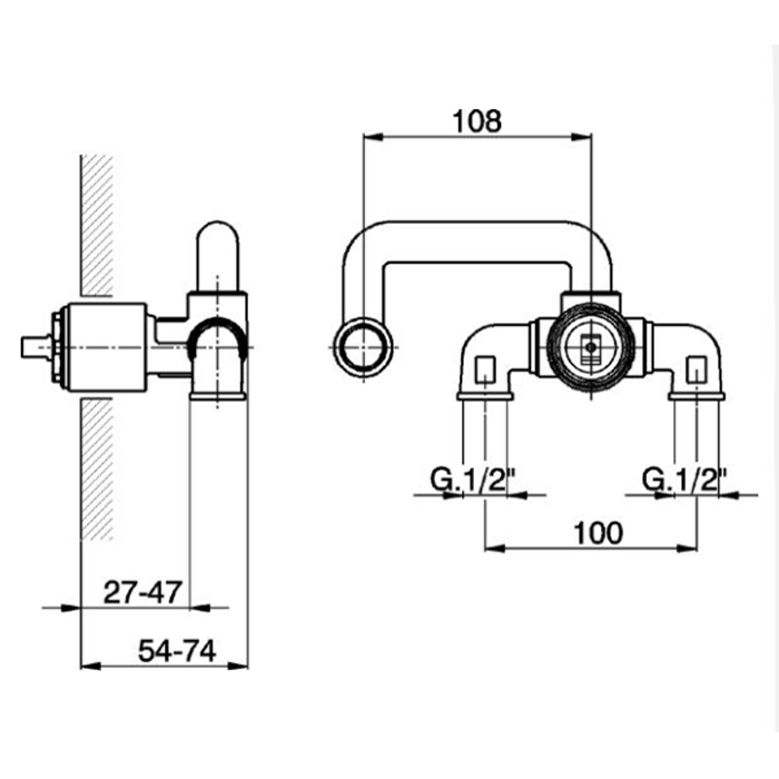 CISAL Внутренняя часть однорычажного смесителя из стены для раковины, ZA02551004