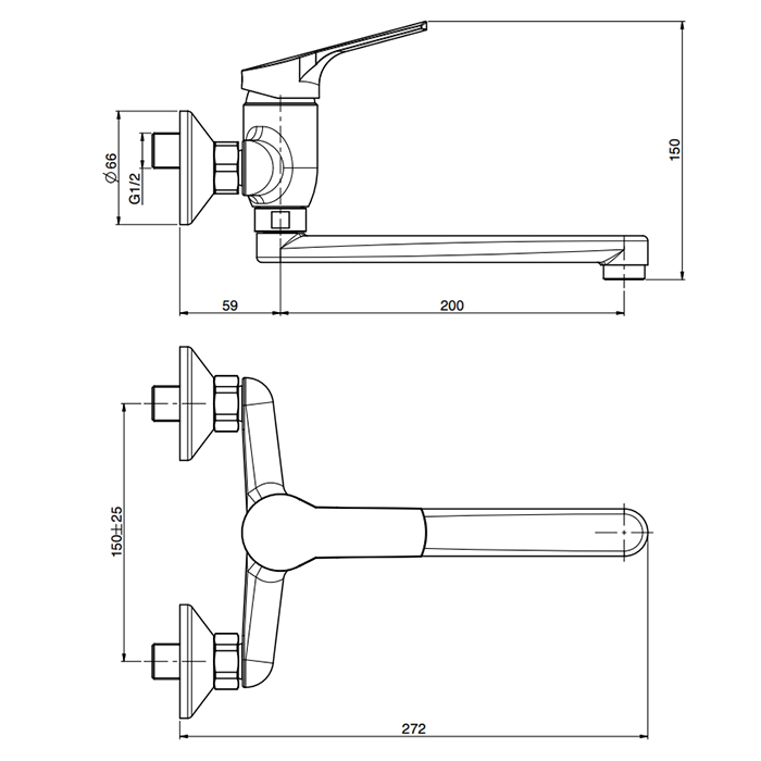 Fima Carlo Frattini Kitchen Смеситель для кухни, настенный, цвет: хром