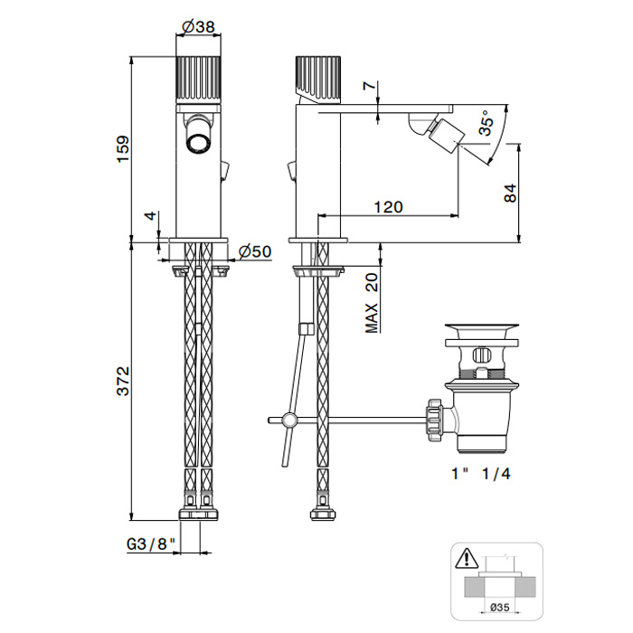 Newform Steel Line Смеситель для биде, 1 отв., с донным клапаном, цвет: pvd brushed pale gold