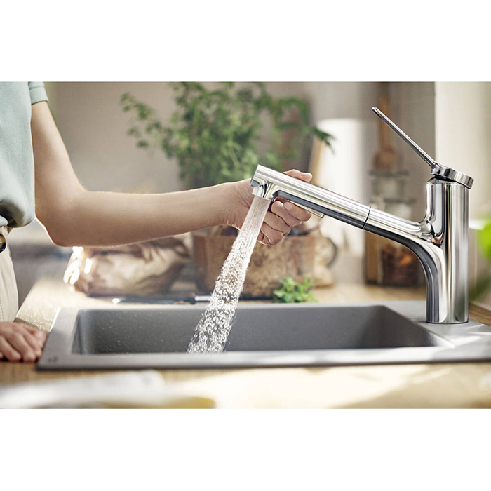 Hansgrohe Zesis M33 Смеситель для кухни, 1 отв., с вытяжным душем, sBox lite, цвет: хром