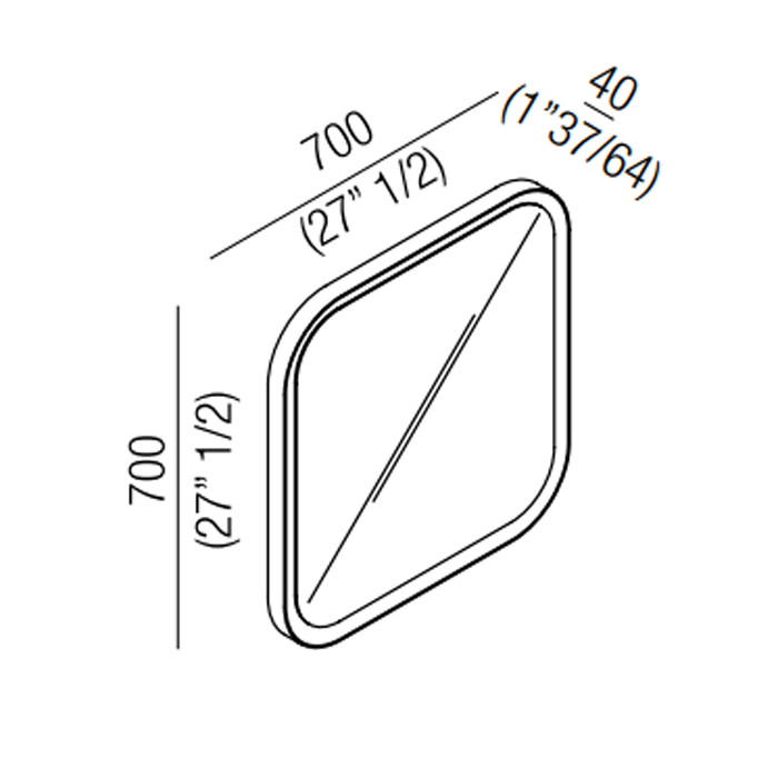 Agape Memory Квадратное зеркало 70х70см, c рамкой, и внутренней LED подсветкой, цвет: белый