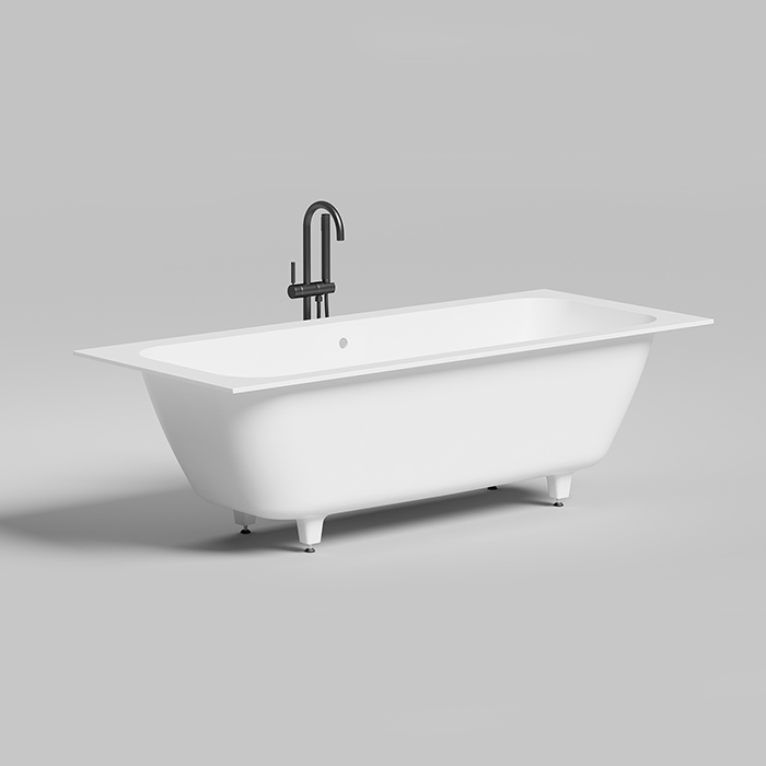 Salini Orlanda Axis Встраиваемая ванна на ножках 190.5х80х60см., круглый слив-перелив, материал: S-Stone, цвет: белый матовый