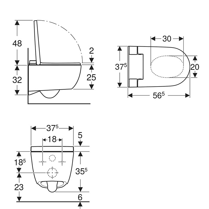 Geberit AquaClean Alba Унитаз-биде подвесной, KeraTect, цвет: белый