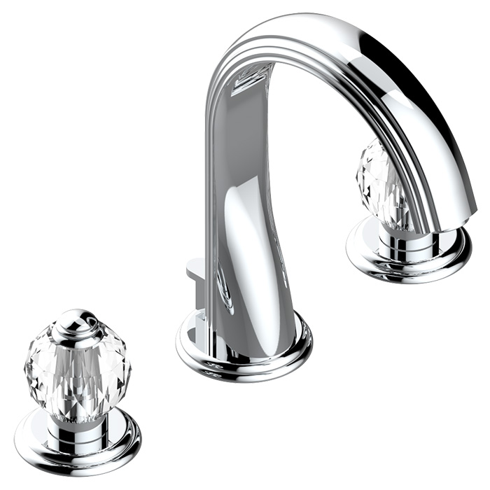 THG Mandarine Cristallia Diamant Смеситель для раковины на 3 отверстия, с донным клапаном, цвет: хром