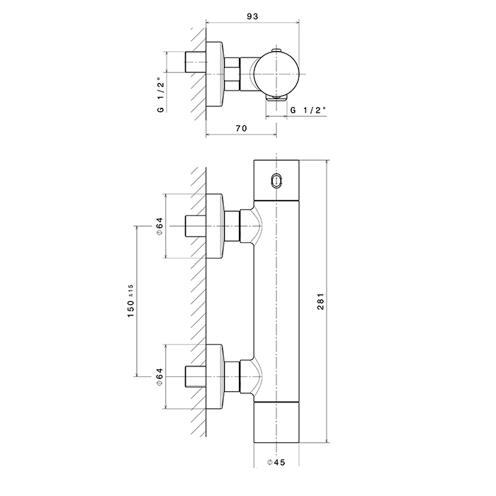 Newform Shower Термостатический смеситель для душа, цвет: PVD brushed stainless steel