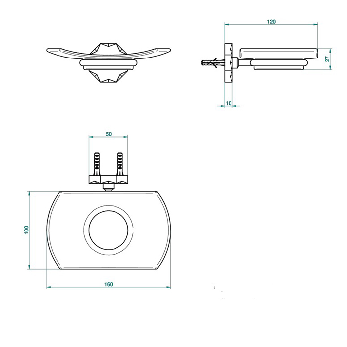 THG Nihal Porcelaine Ivoire Мыльница стеклянная, подвесная, цвет: Soft gold