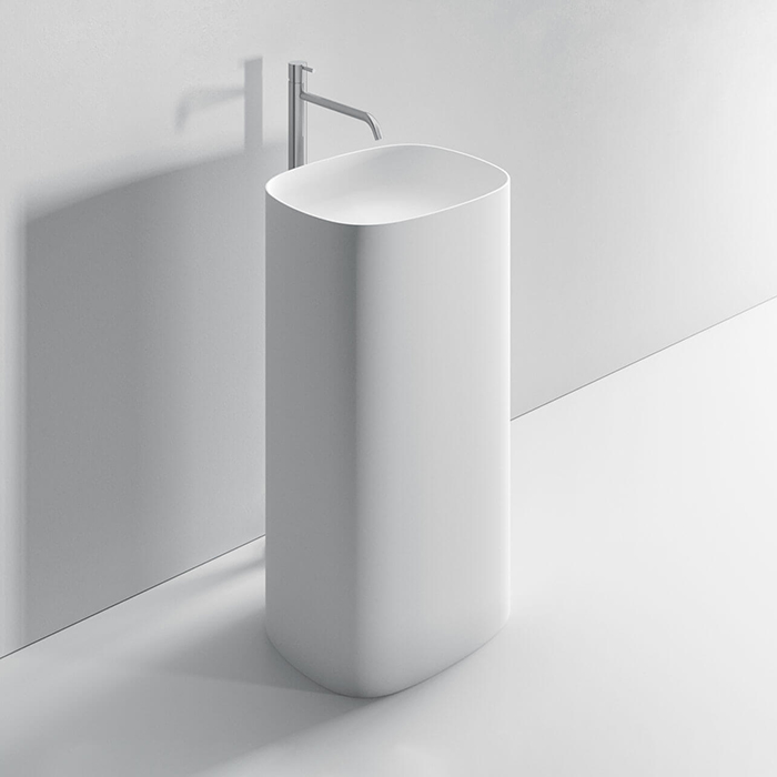 NOORTH milldue edition TUBE Раковина 48х38xh87 напольная из Ceramilux, слив в стену, без отв., без перелива, цвет: белый матовый