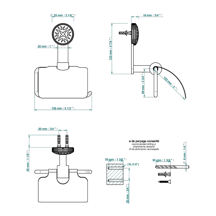 THG Hirondelles Держатель т/б, подвесной, цвет: хром