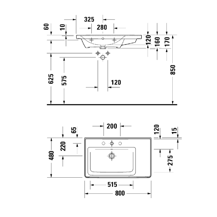 Duravit D-Neo Раковина 80х48см., без отв., накладная, с переливом, цвет: белый