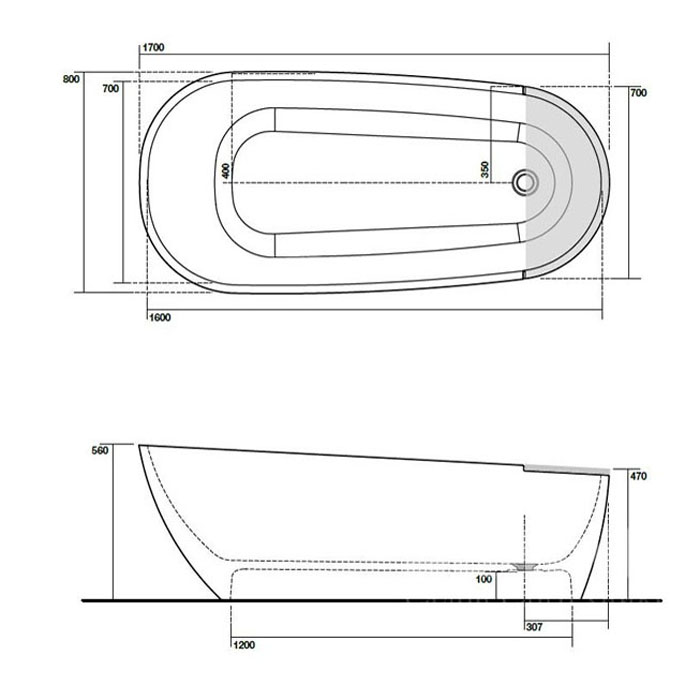 Kerasan Aquatech Ванна отдельностоящая 170х70см., цвет: белый