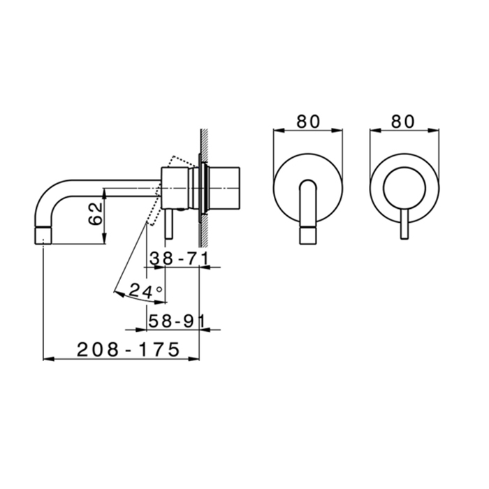 Cisal Less Minimal Смеситель для раковины, встраиваемый, излив: 20.8-17.5см., цвет: черный матовый