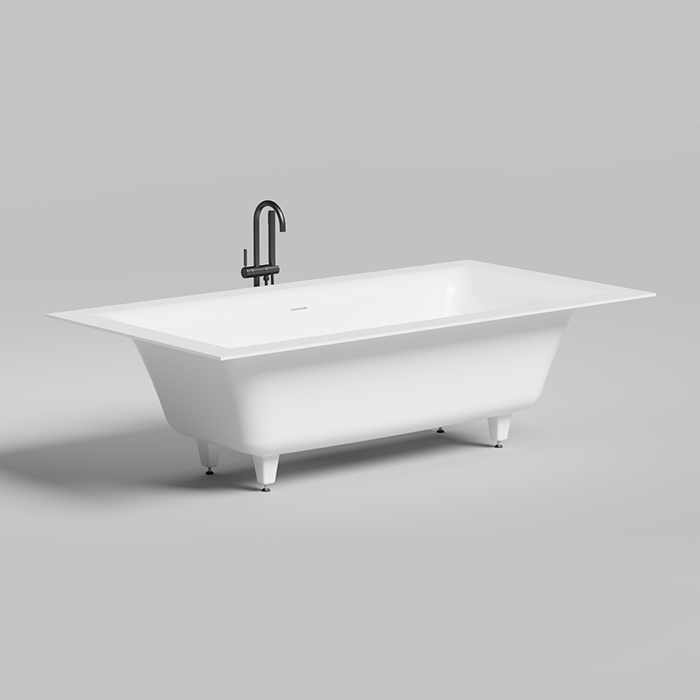 Salini Ariosa Axis Ванна 210х100х65см., встраиваемая, S-Stone, с донным клапаном "Click-Clack", сифоном, слив-переливом, ножками, цвет: белый матовый