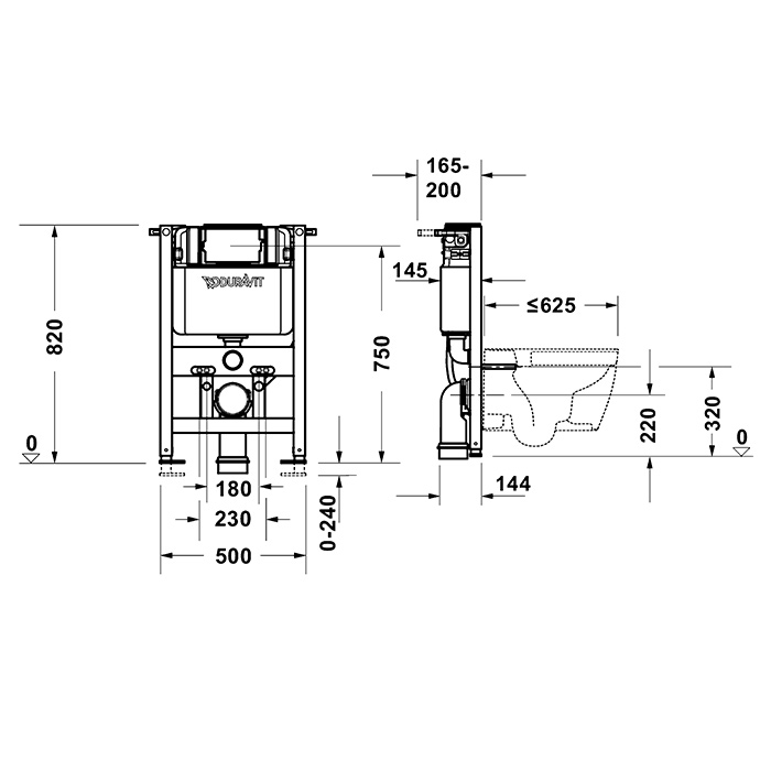 Duravit DuraSystem Инсталляция только для подвесного унитаза Sensowash, D-Neo, Starck F