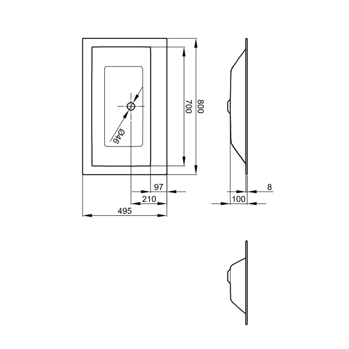 Bette Loft Ornament Раковина 82.5х52.5х12.5 см, без отв., сталь, цвет: белый