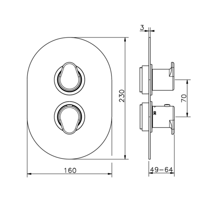 Cisal LineaViva Смеситель для ванны, термостатический, с переключателем на 2 потока, цвет: черный матовый