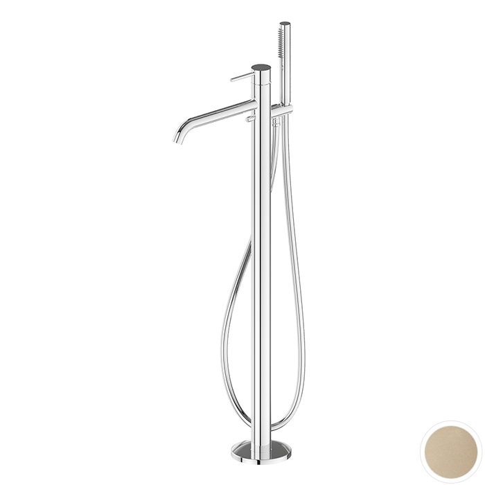 Newform XT Смеситель для ванны, напольный, с ручным душем, внешняя часть, цвет: gold satin