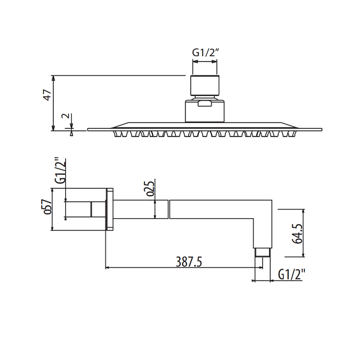 Gattoni Bracci Doccia Верхний душ 30х30см., настенный, цвет: хром