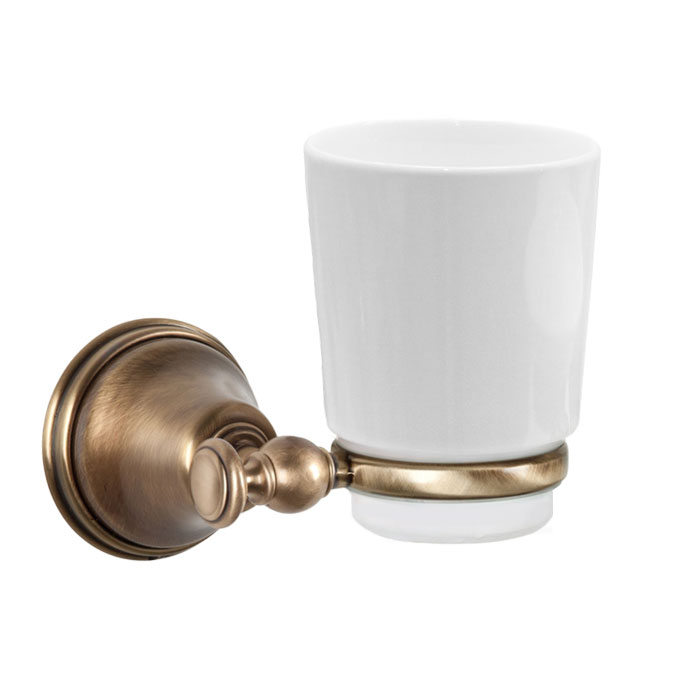 TW Harmony 109 Стакан подвесной, керамический (белый), цвет: бронза