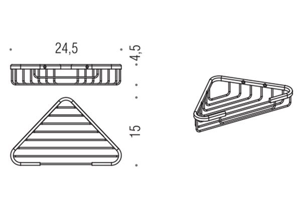 Colombo Basic Угловая металлическая полочка 24.5x15x4.5см, цвет: хром