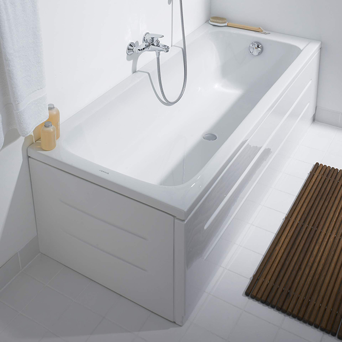 Duravit D-Code  Ванна акриловая прямоугольная 170х50x40см, встраиваемая, с 1 наклоном для спины, выпуск центральный , цвет: белый
