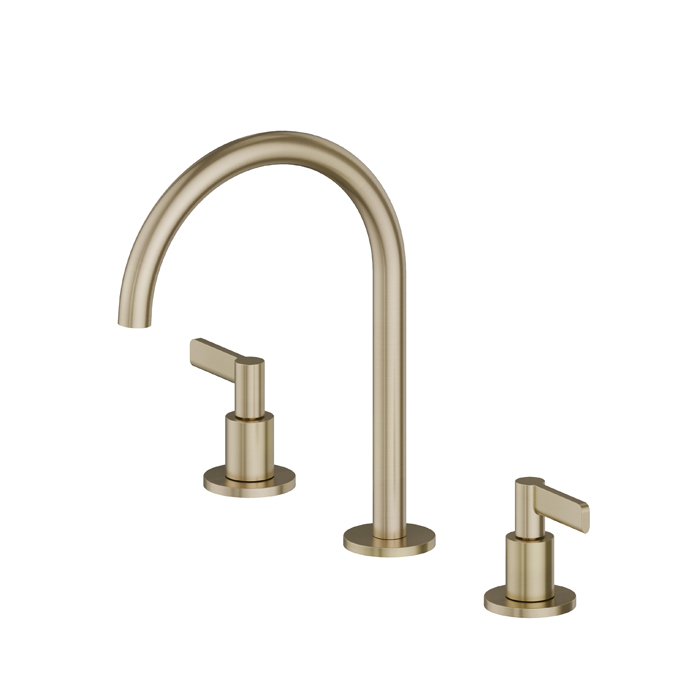 Newform Blink Chic Смеситель для раковины, 3 отв., высокий, цвет: PVD brushed pale gold