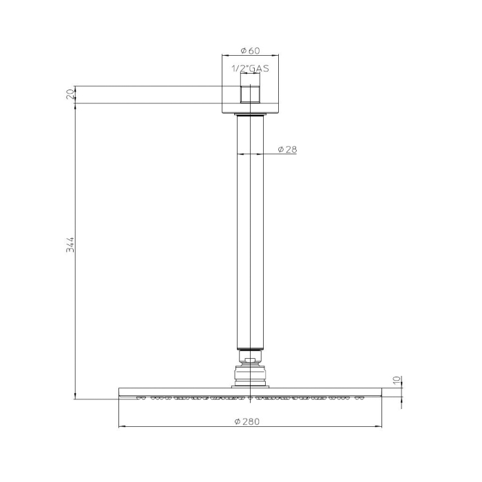 Bossini Cosmo Верхний душ Ø28см., потолочный, цвет: черный матовый