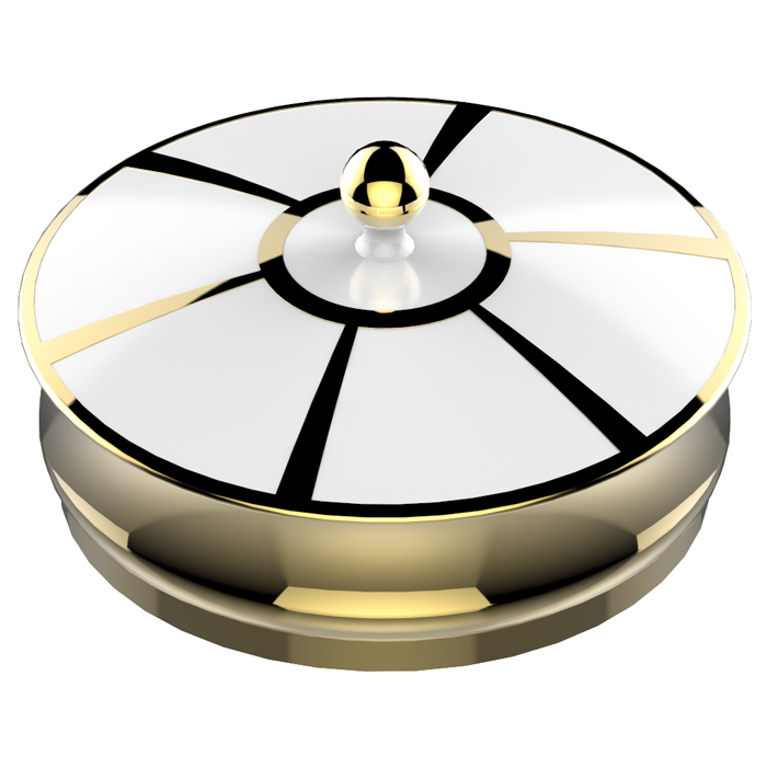 THG ITHAQUE DECOR OR Китайская лакированная коробка с белой керамической крышкой Ø180 мм., big size, декор золото, цвет: золото