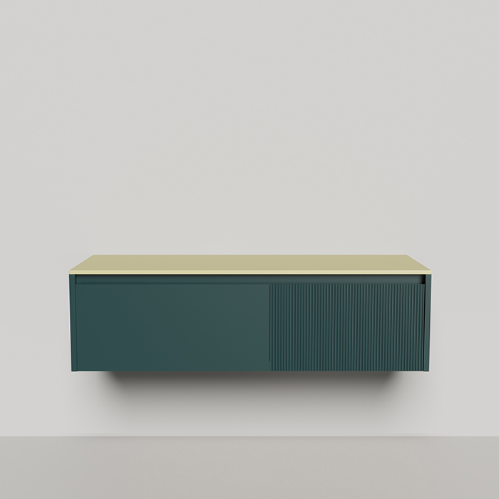 Salini Domino Тумба со столешницей, 140х50х40см., из S-Stone в сборе, крепеж; сифон; фасад: эмаль Ral6004, столешница: Ral1000