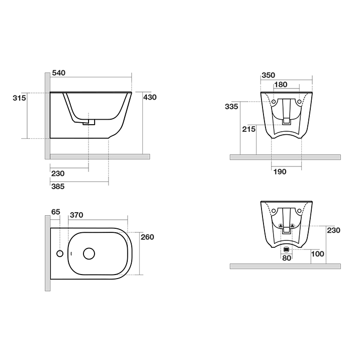 Kerasan Tribeca Биде подвесное 54х35см, c 1 отв под смеситель, c креплением WB9N, цвет: белый матовый