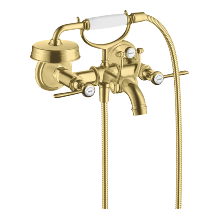 Axor Montreux Смеситель для ванны, настенный, с ручным душем, ручка: рычаг, цвет: шлифованная медь