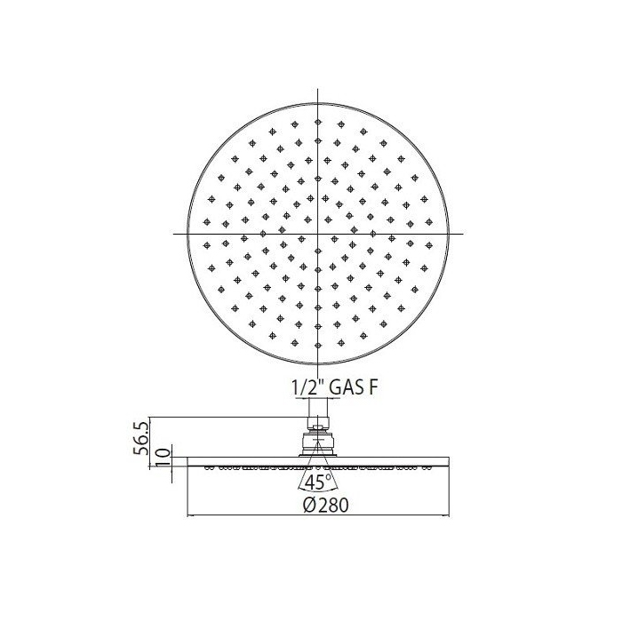 Bossini Cosmo Верхний душ 28см., настенный/потолочный, 1 режим, цвет: чёрный матовый