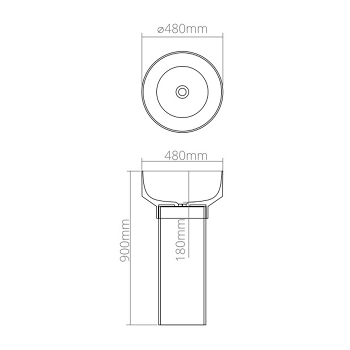 Dea Design Pedestal Basin Раковина 48х48х90см., напольная, без отв., Solid Surface, цвет: White №18