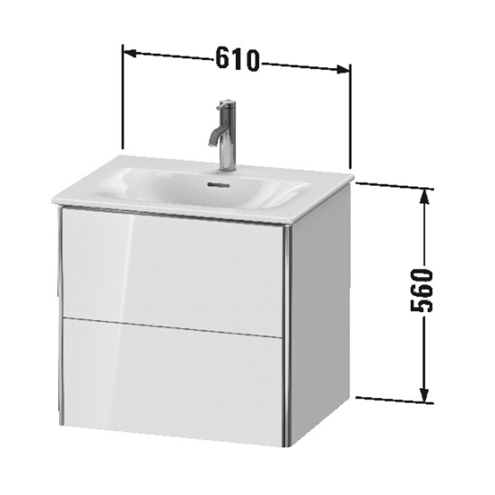 Duravit XSquare База подвесная 61x47.8x56см с раковиной, 2 яшика, цвет: глянцевый белый