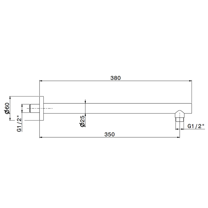 Newform X-STEEL 316 Кронштейн для верхнего душа, настенный., L=350 мм, G1/2", цвет: PVD Brushed copper bronze