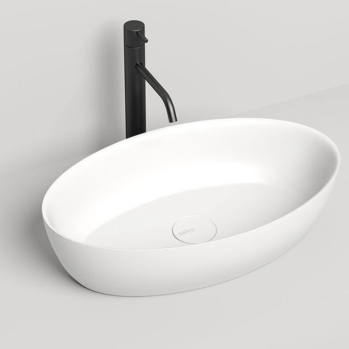 Salini Alda Раковина накладная  58х35х15cм, без отв., без перелива, S-Sense, цвет: белый глянцевый