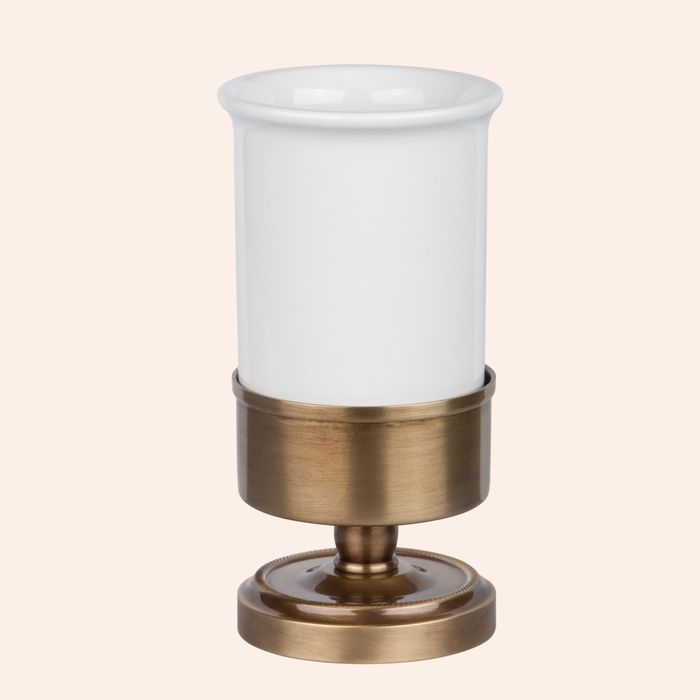 TW Bristol 190 Стакан настольный, керамический (белый), цвет: бронза