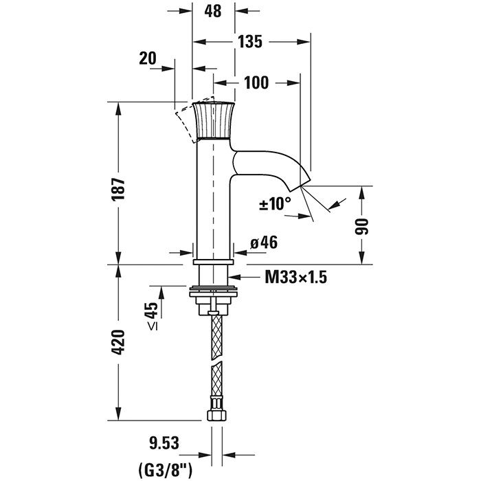 Duravit White Tulip Смеситель для раковины, 1 отв., цвет: хром
