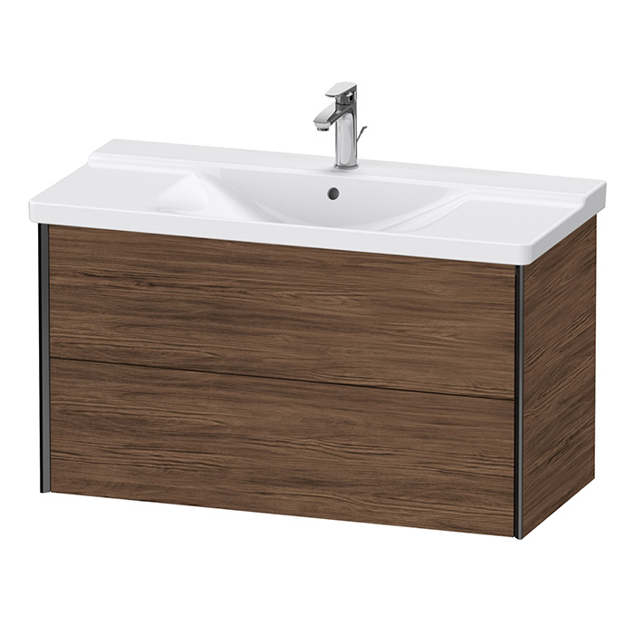 Duravit XViu Тумба подвесная 101x46.9x56.5см, с раковиной, 2 ящика, цвет: walnut dark/черный матовый