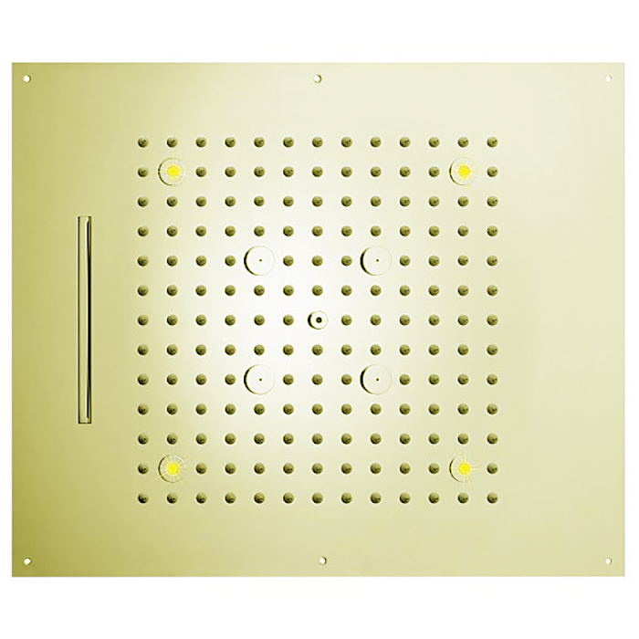 BOSSINI DREAM/3 Верхний душ 570x470 мм, 3 режима (дождь, каскад, туман) с 4 LED RGB, блок питания/управления, Cromoterapia, цвет: сатинированное золото