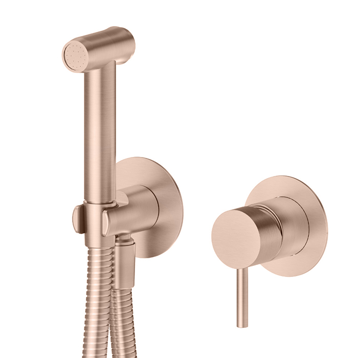 Newform X-Steel 316 Смеситель с гигиеническим душем, держатель, шланг 120 см, наружная часть (для 27852) цвет: PVD Brushed copper bronze
