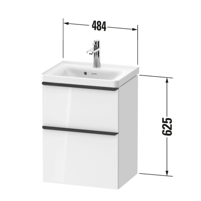 Duravit D-Neo Тумба под раковину 48.4х37.2см., подвесная, с выдв. ящиком и выдв. отделением, цвет: графит матовый
