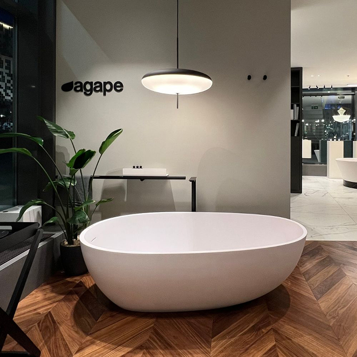 Agape Spoon Ванна отдельностоящая 160х85хh48 см, с переливом, материал: Cristalplant®, цвет: белый матовый
