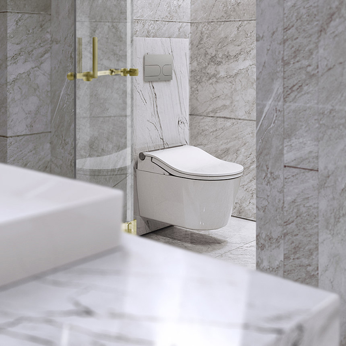 TOTO Washlet RW Комплект: унитаз подвесной, сиденье с управлением, модуль для установки, клавиша, цвет: белый