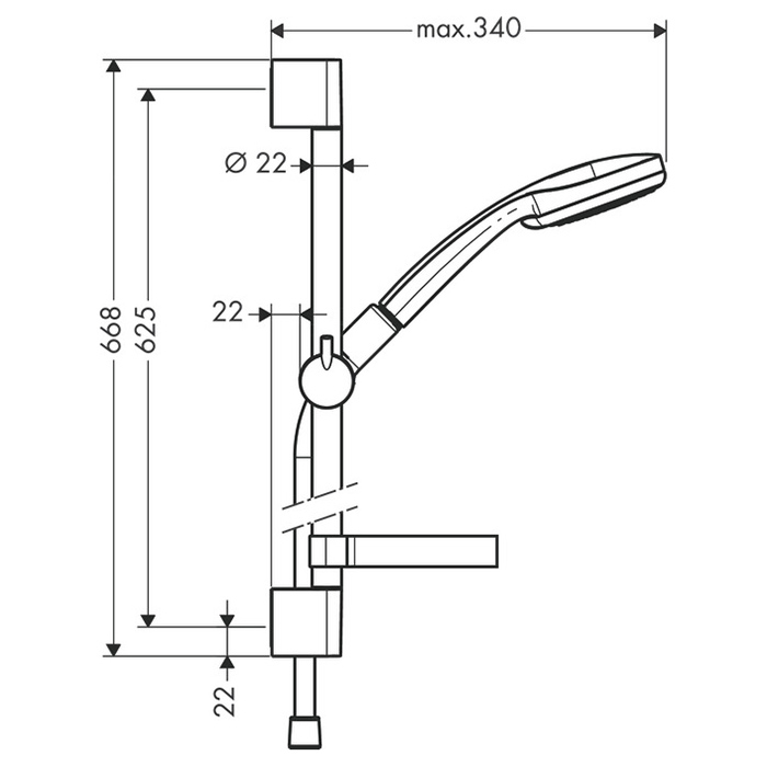 Hansgrohe Croma 100 Душевой гарнитур, 66см., цвет: хром