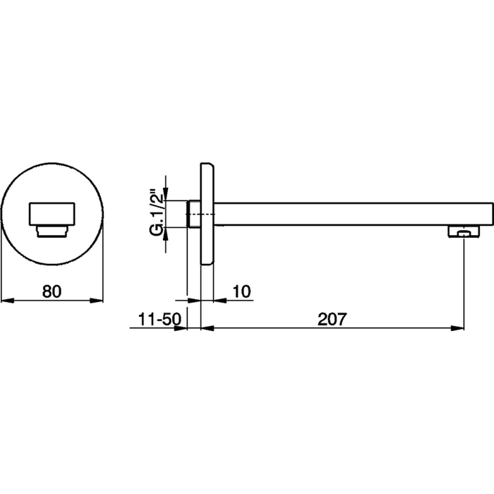 CISAL Roadster Излив настенный 207 мм для ванны, цвет: хром