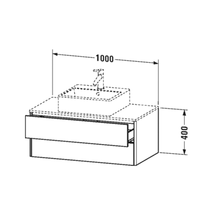 Duravit XSquare Тумба с раковиной 100х54.8х40см., подвесная, с 2 выдв ящик, цвет: базальт матовый